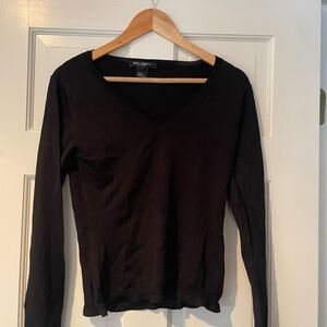 Black V-Neck Long Sleeve Top Sweater L Vintage 90s Betsey Johnson